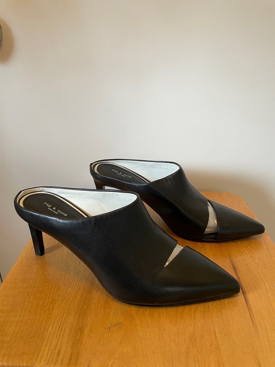 rag & bone Shoes - rag & bone Black Leather Pointed Toe Slip-On Mules Size 7